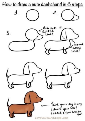 Como desenhar um cachorro salsichinha