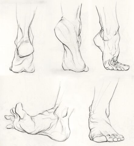 desenho artístico realista de pés