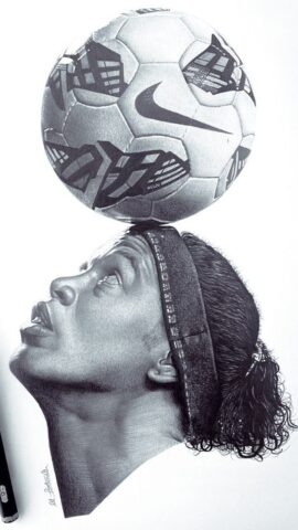 desenho artístico realista do Ronaldinho gaúcho