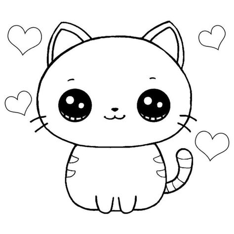 Desenho fofo de uma gatinha