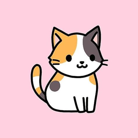 Desenho fofo de um gato pintado