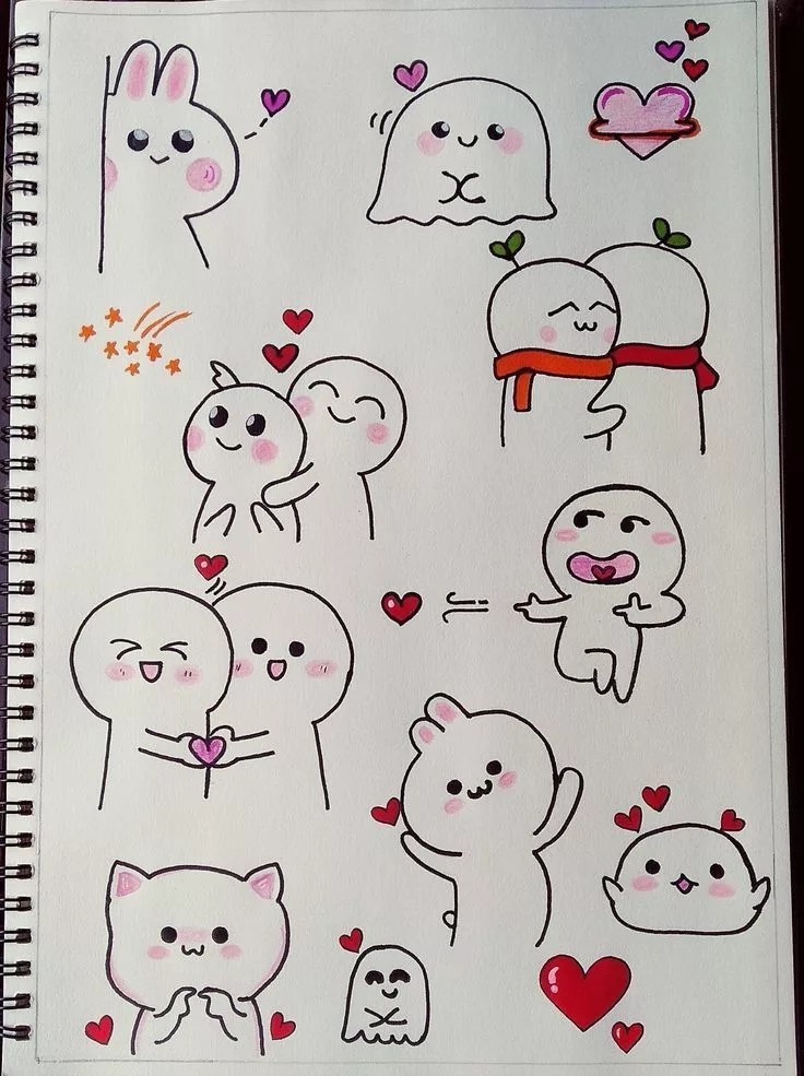 doodles e desenhos fofos de amor para por no caderno