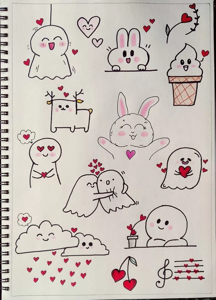 doodles e desenhos fofos de amor para por no caderno