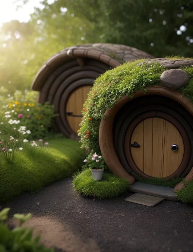 Vasos de Plantas Decorados como casinhas dos hobbits