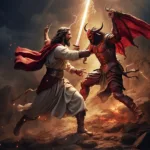 Leonardo_Diffusion_XL_jesus_beating_devil_in_a_epic_battle_1