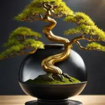 Firefly-Создайте-гиперреалистичный-горшок-с-бонсай-горшок-черно-золотого-цвета-с-естественным-освещением